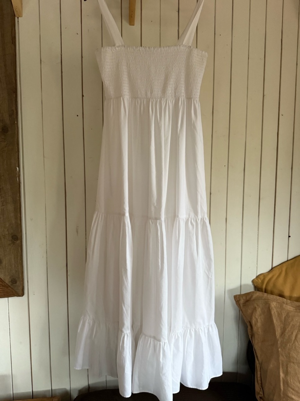 Zara White Tiered Smocked Maxi Dress - Picture 7 of 8